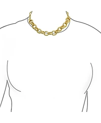 Bling Jewelry Chunky Texture Oval Link Collar Necklace with Toggle Clasp in Matte Gold