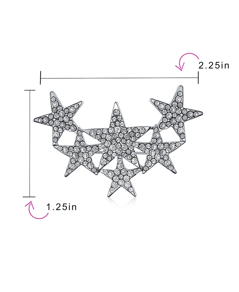 Bling Jewelry Large Statement Celestial Patriotic Usa Rock Star Crystal Stars Brooch Pin