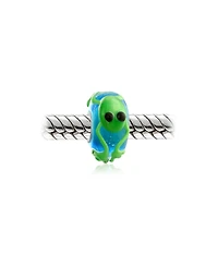 Bling Jewelry Murano Glass Charm Bead Blue Green Frog Sterling Silver European Bracelet