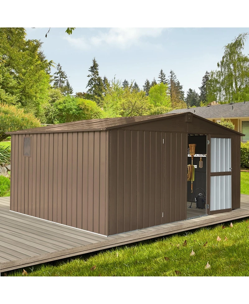 Mondawe Backyard Storage Shed 11' x 12.5' with Galvanized Steel Frame & Windows