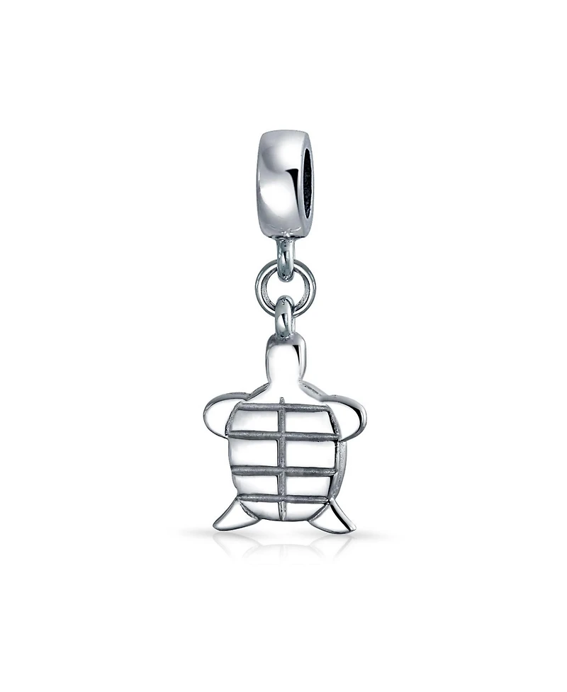 Bling Jewelry Nautical Green Turtle Dangle Charm Bead Sterling Silver European Bracelet