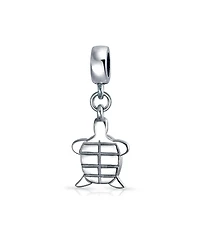 Bling Jewelry Nautical Green Turtle Dangle Charm Bead Sterling Silver European Bracelet