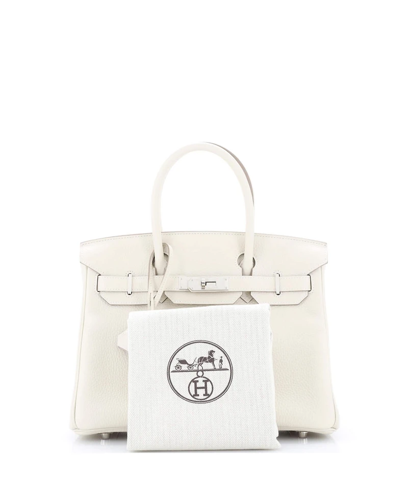 Pre-Owned HERMES Birkin 30 Handbag Light Clemence with Palladium Hardware