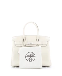 Pre-Owned HERMES Birkin 30 Handbag Light Clemence with Palladium Hardware