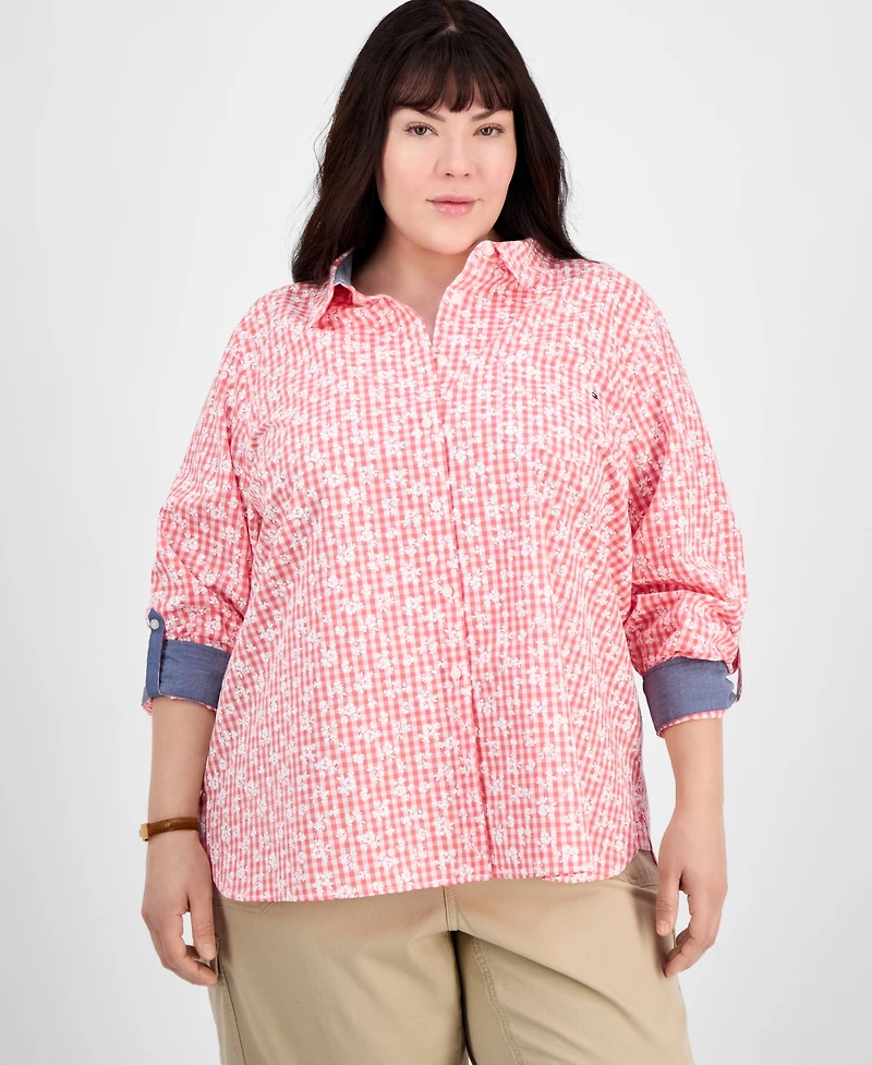 Tommy Hilfiger Plus Cotton Paisley-Print Utility Shirt