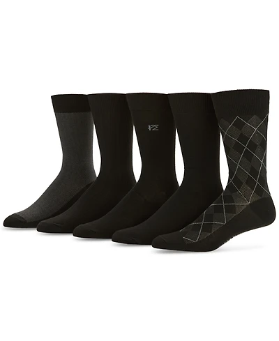 Perry Ellis Portfolio Men's Flat Knit Dress Crew Socks, 5-pack