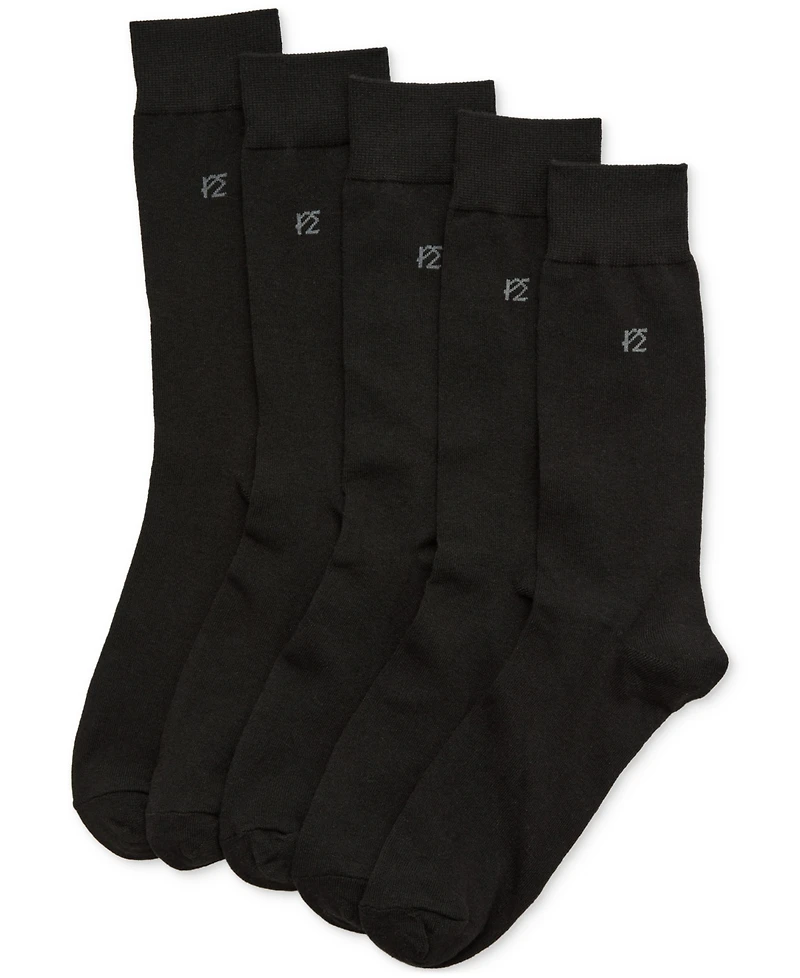 Perry Ellis Portfolio Men's Flat Knit Dress Crew Socks, 5-pack