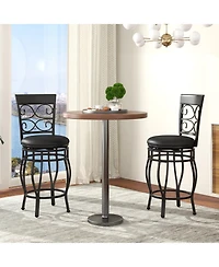 Set of 2 Bar Stools with Backrest and Footrest for Comfortable Kitchen or Home Bar Seating