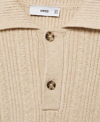 Mango Men's Structured Knit Polo Sweater
