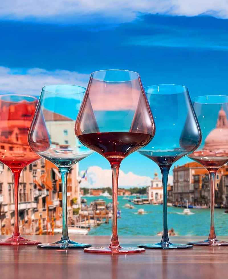 The Wine Savant Colors of Venice Wine Glasses, Set of 5