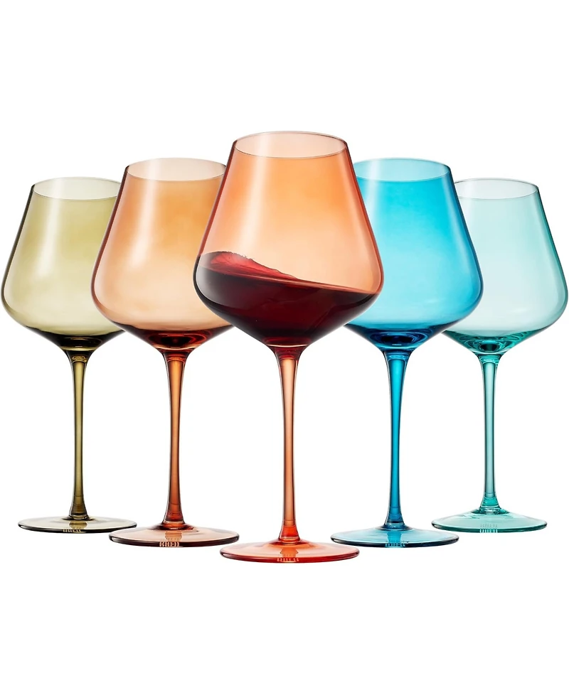 The Wine Savant Colors of French Riviera Coastline Wine Glasses, Set of 5