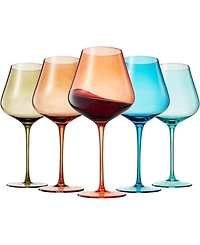 The Wine Savant Colors of French Riviera Coastline Wine Glasses, Set of 5
