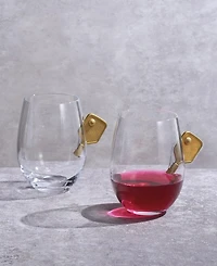 The Wine Savant Crystal Pickleball Stemless Wine Glasses, Set of 2