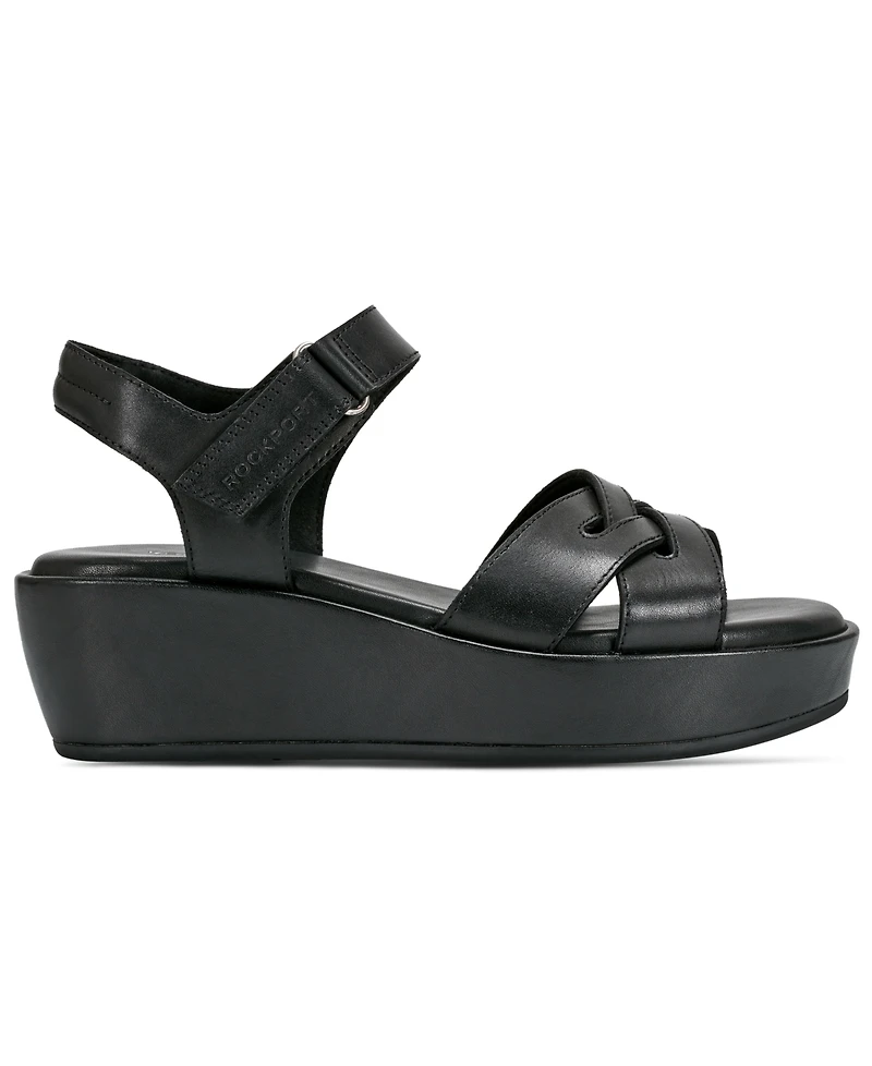 Rockport Women's Amira Strappy Open Toe Casual Wedge Sandals
