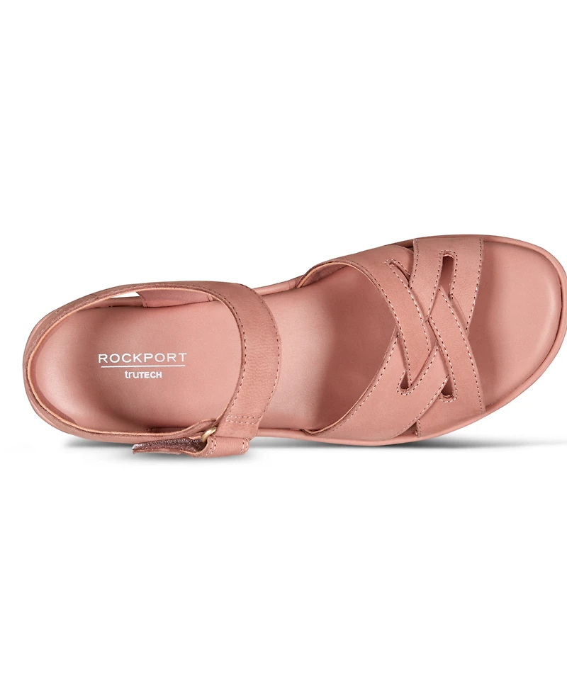 Rockport Women's Amira Strappy Open Toe Casual Wedge Sandals