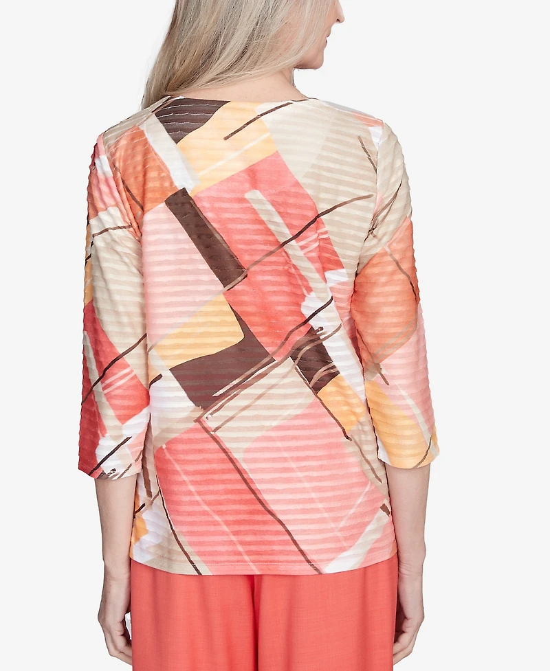 Alfred Dunner Petite Catalina Island Colorful Patchwork Top