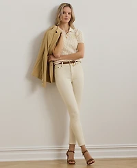 Lauren Ralph Petite Cable-Knit Polo Sweater