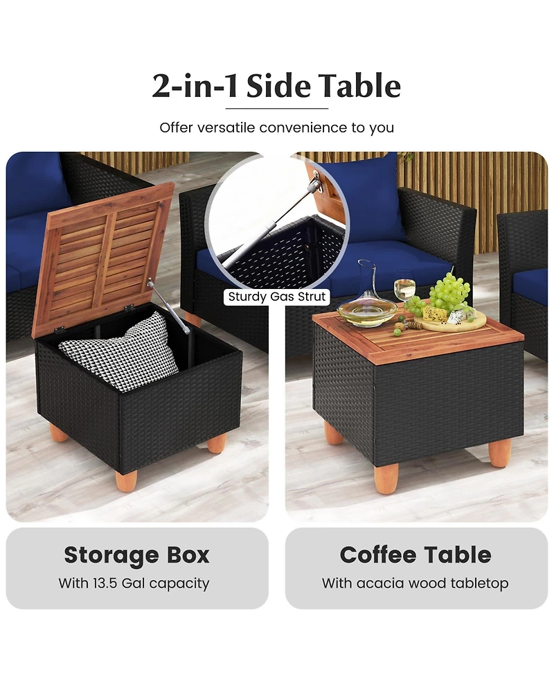 4 Piece Outdoor Conversation Set with Storage Coffee Table