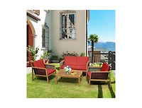 4 Pieces Patio Rattan Furniture Set with Removable Cushions