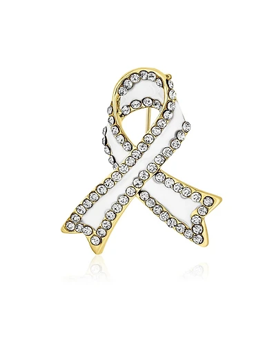Bling Jewelry Open Heart Enamel Crystal Brooch Pin Awareness Ribbons