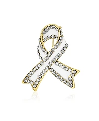 Bling Jewelry Open Heart Enamel Crystal Brooch Pin Awareness Ribbons