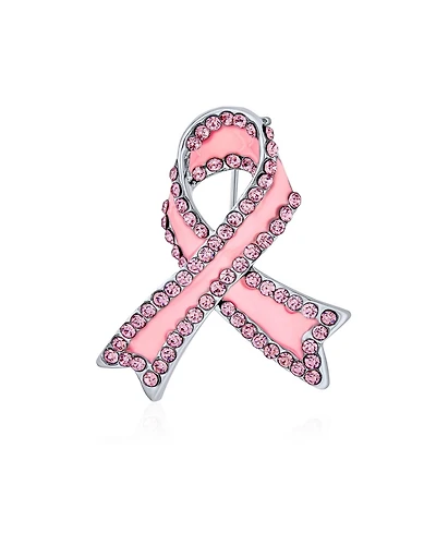 Bling Jewelry Open Heart Enamel Crystal Brooch Pin Awareness Ribbons