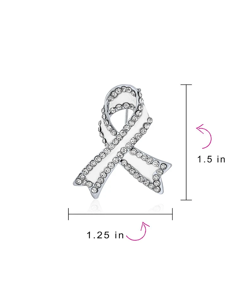 Bling Jewelry Open Heart Enamel Crystal Brooch Pin Awareness Ribbons