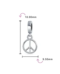 Bling Jewelry Inspirational World Peace Sign Dangle Charm Bead Sterling Silver Bracelets