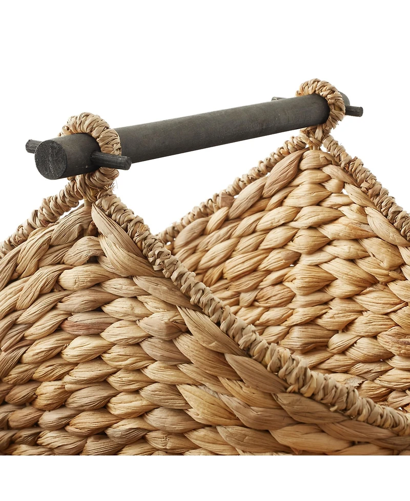 Casafield Toilet Paper Magazine Storage Basket with Roll Holder, Natural - Woven Water Hyacinth Wicker Bathroom Storage Bin