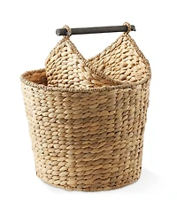 Casafield Toilet Paper Magazine Storage Basket with Roll Holder, Natural - Woven Water Hyacinth Wicker Bathroom Storage Bin
