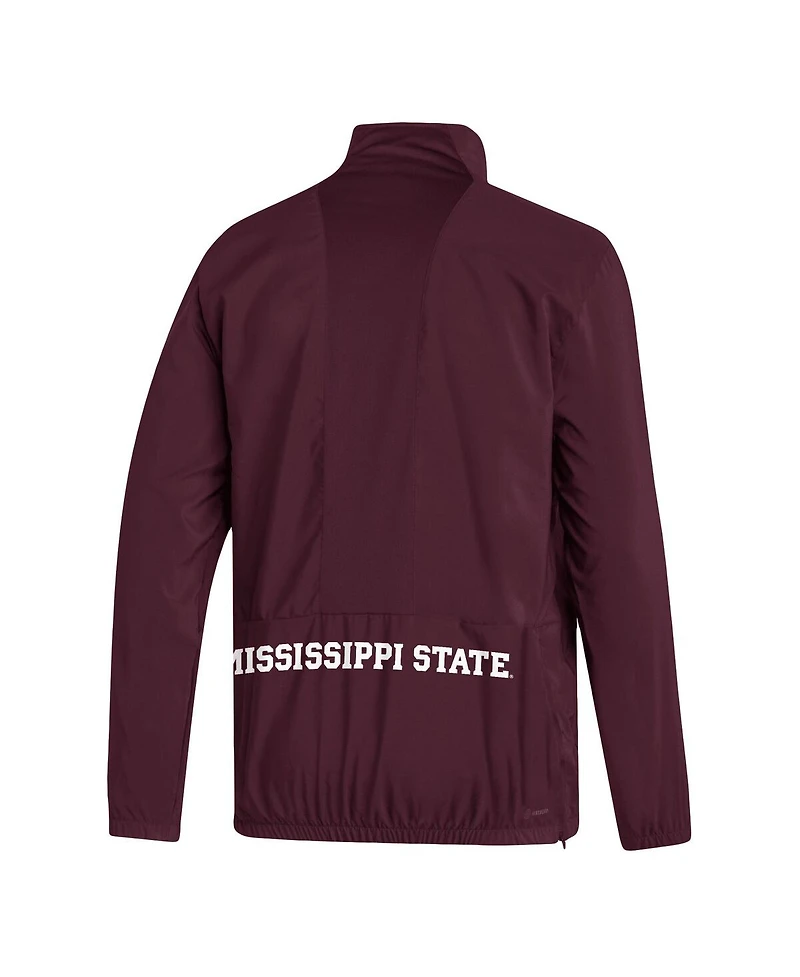 Adidas Men's Maroon Mississippi State Bulldogs Aeroready Half-Zip Jacket