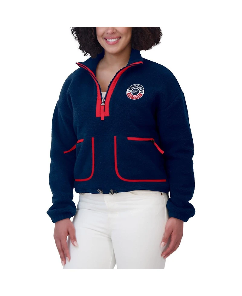 Wear by Erin Andrews Women's Navy Columbus Blue Jackets Polar Fleece Half-Zip Jacket