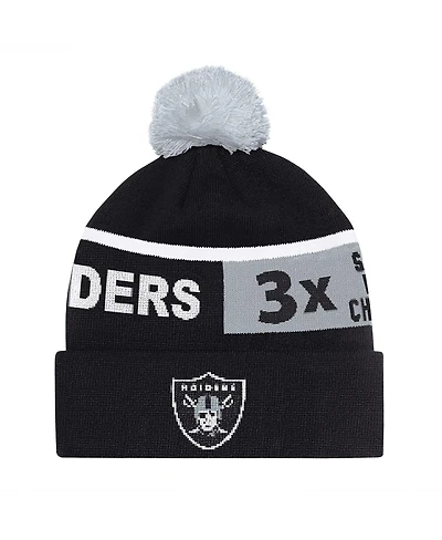 Starter Men's and Women's Black Las Vegas Raiders Chyron Cuffed Knit Hat with Pom