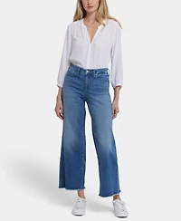Nydj Women's Teresa Wide Leg Ankle Frayed Hems Jeans