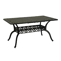 59 Inches Cast Aluminium Outdoor Dining Table Patio Rectangular Dining Table with Umbrella Hole Patio Bistro Table for Backyard Garden Patio, Antique