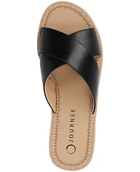 Journee Collection Women's Biara Crisscross Platform Wedge Sandals