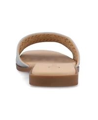 Journee Collection Women's Brodie Perforated Slide Flat Sandals