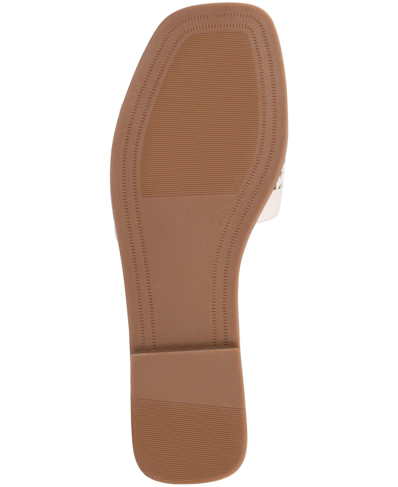 Journee Collection Women's Brodie Perforated Slide Flat Sandals
