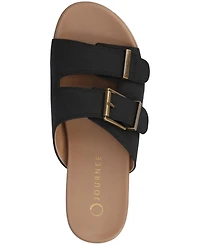 Journee Collection Women's Cosette Double Strap Flat Sandals