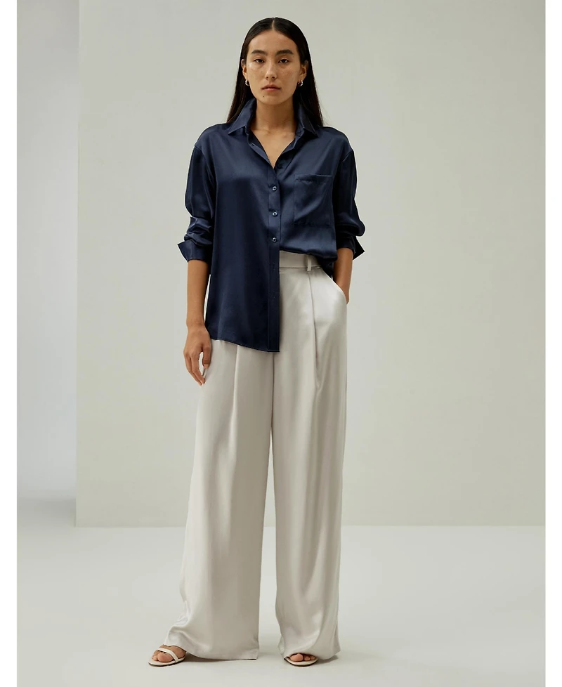 Lilysilk Women's Casual Spread Collar Silk Shirt