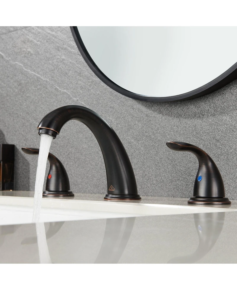 2 Handle Bathroom Sink Faucet - 4 Inch Centerset Faucet Bathroom Faucet Bathroom Vanity Sink Faucets with Pop-up Drain Oil Rubbed Bronze