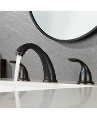 2 Handle Bathroom Sink Faucet - 4 Inch Centerset Faucet Bathroom Faucet Bathroom Vanity Sink Faucets with Pop-up Drain Oil Rubbed Bronze