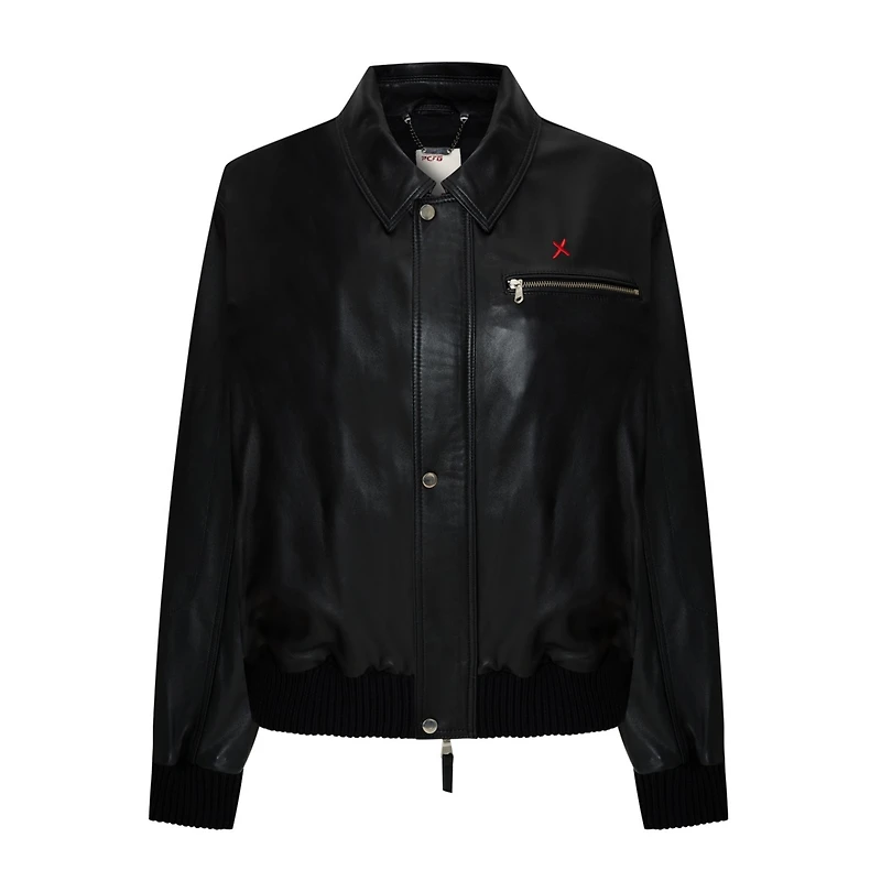 Pcfg Men's Bomber Leather Jacket