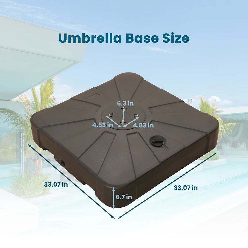 308 lbs Square Patio Umbrella Base Hdpe Cantilever Umbrella Base Water & Sand Filled Weighted Base Heavy Duty Outdoor Umbrella Base Stand