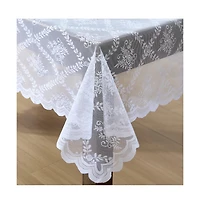 Hlc.me Isabella Floral Lace Fabric Tablecloth, Lace Fabric Table Cloth for Rectangle Tables, Wrinkle Resistant Tablecloth