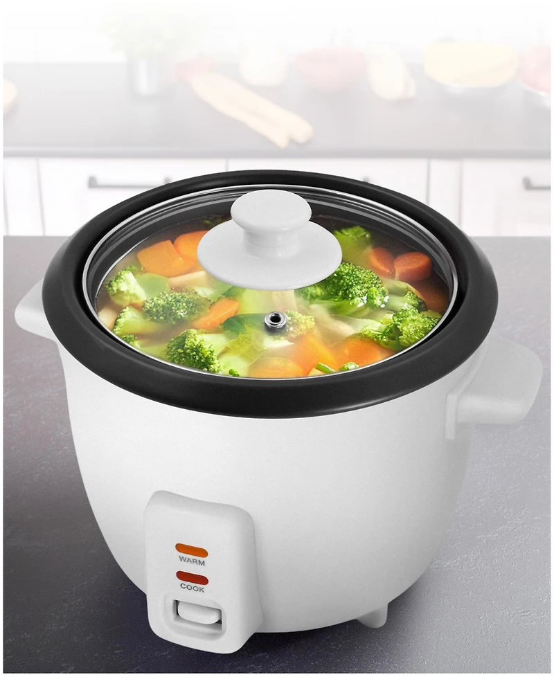 Elite Cuisine 6 Cup Non-Stick Rice Cooker with Steam Tray