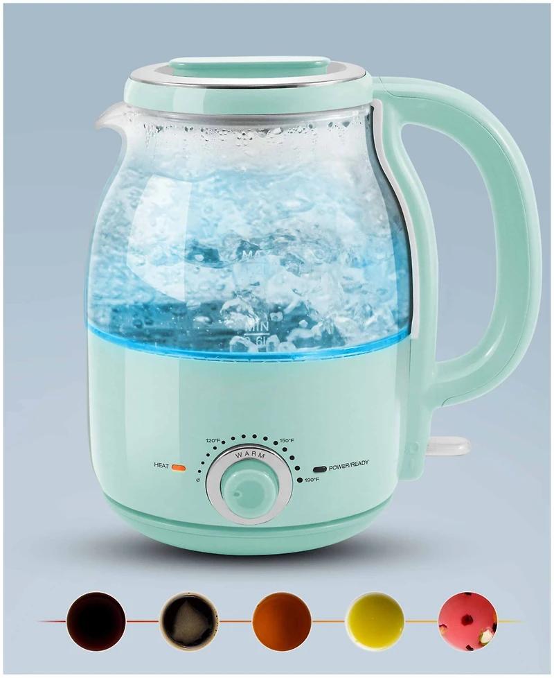 Elite Cuisine 1.25 Quart Adjustable Temperature Electric Honeypot Glass Kettle with Keep Warm