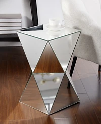 StyleCraft Home Collection 12.4" Glass Contemporary Harlequin Mirrored Pedestal Table