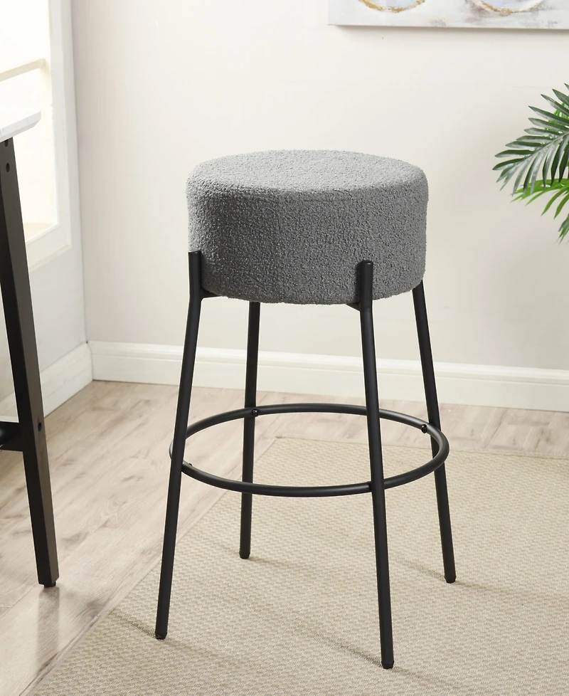 StyleCraft Home Collection 29" Soloist Boucle Upholstered Minimalist Bar Stool