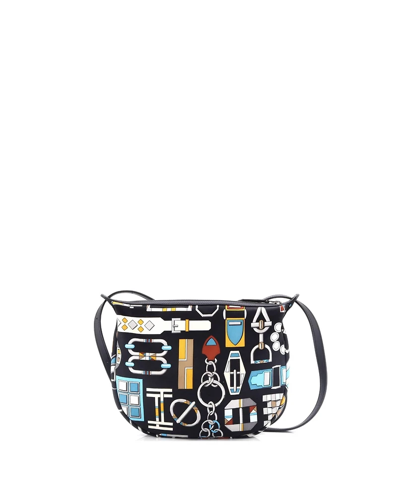 Pre-Owned HERMES Sursoie To Go Pouch Printed Silk and Leather